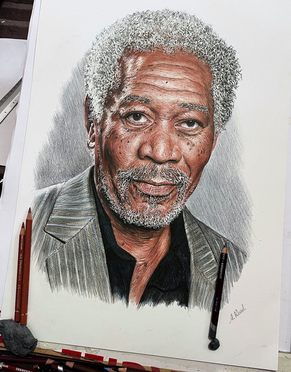 A Coloured pencil drawing of @morgan_freeman 
Took awhile working on this piece but enjoyed drawing one of my favourite actors.
Original is 18 x 14 inches.

#MorganFreeman #artworks #fanart #Realistic #Welshartist