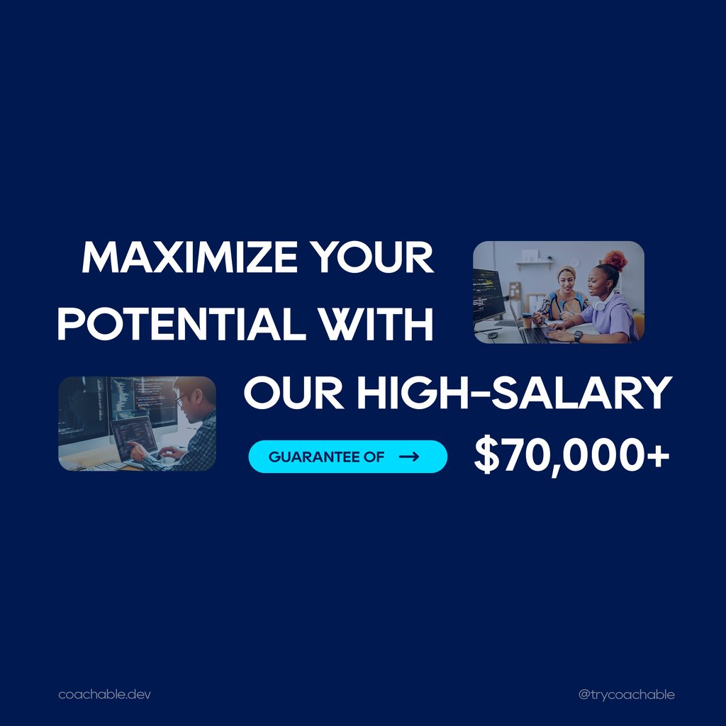 trycoachable's tweet photo. We have the highest minimum salary guarantee, meaning if we don't get you a job, you don't pay us. https://t.co/yQ9FYEQL3P