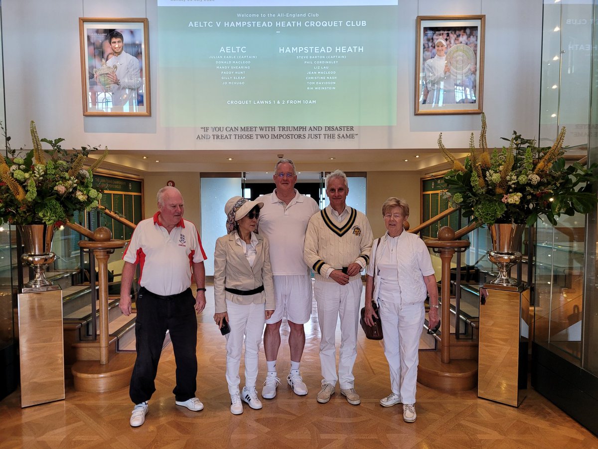 bartonuk's tweet photo. We played at Wimbledon. Check out the sign! #HampsteadHeathCroquetClub #AELTC https://t.co/Baj9hfsTMz