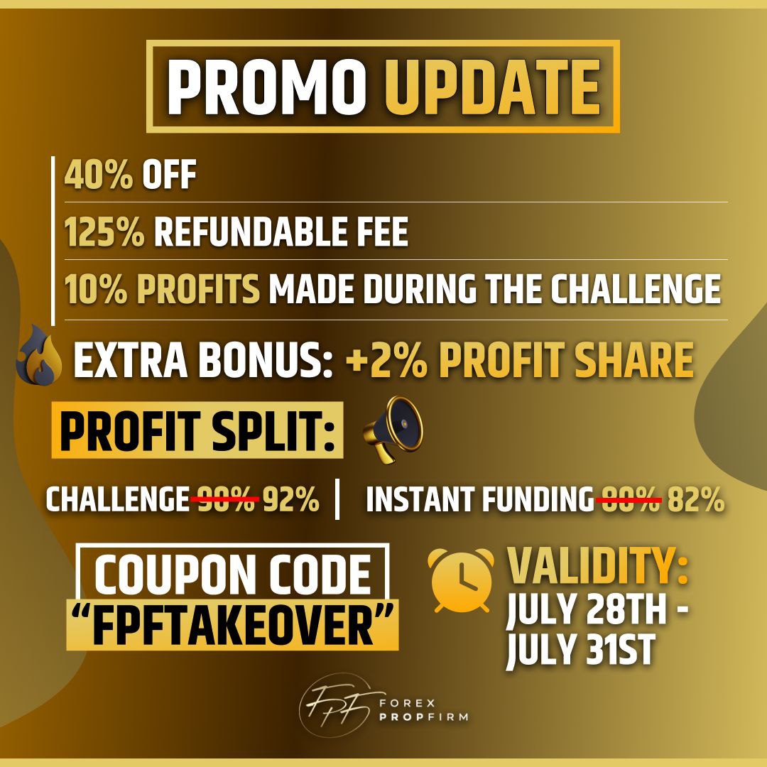 fpfdotcom's tweet photo. ➡️ 40% Discount On All Challenge & Instant Funding + 92% Lifetime Payout (82% on instant funding) + 125% refundable fee + 10% Profit share from the Challenge phase!
.
.
.
#promo #update #refundable #code #promo #profit #instantfunding #challenge https://t.co/tpwF6Ecz08