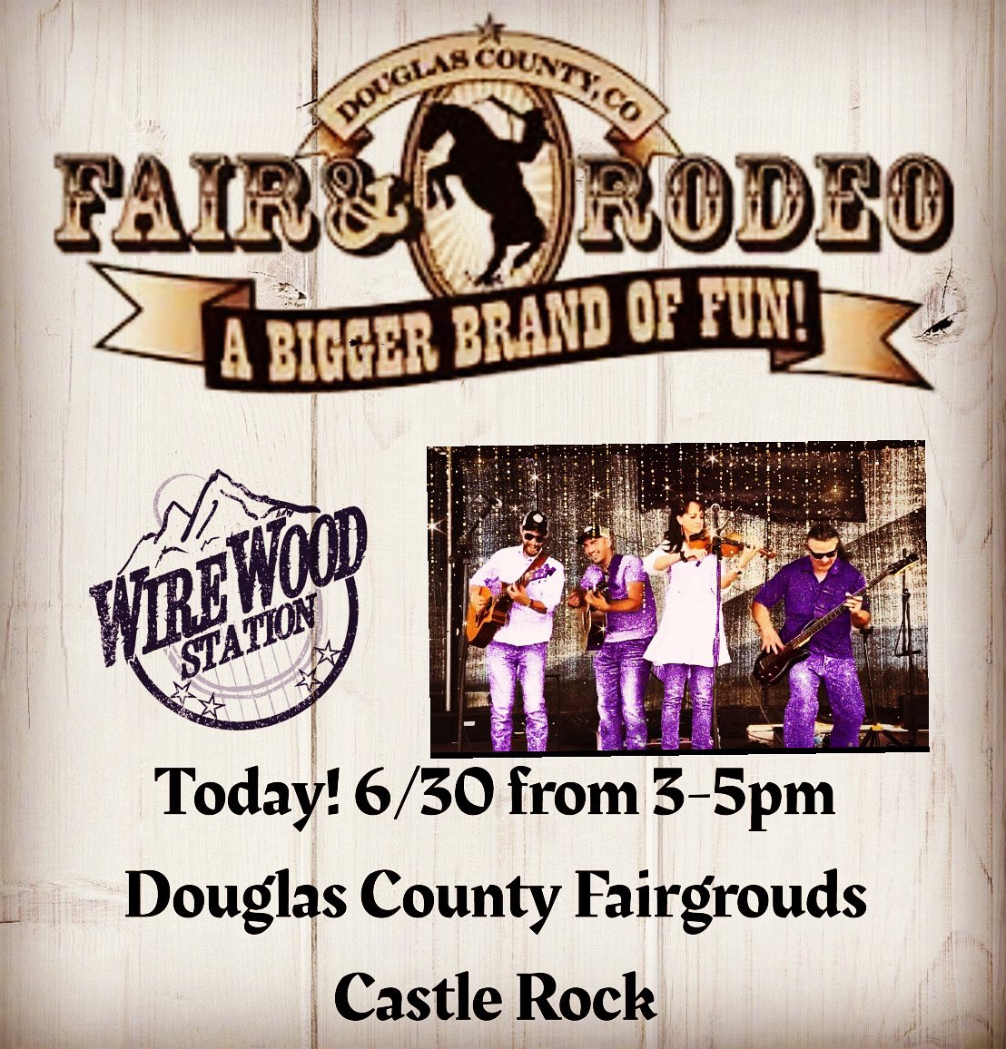 WireWood_Band's tweet photo. Today!  See you at @douglascountyco  Fair and Rodeo!!! https://t.co/APrVWqqpNB
