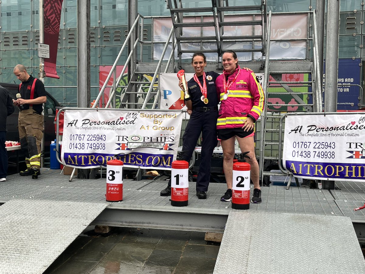 As we end a fabulous weekend we are soooo thrilled to see our very own Helena win the female 30-39 category. She beat the current British record holder. 
We now have the British female champion in our service!! 
Big hug from the chief as he presents her with her gold medal.