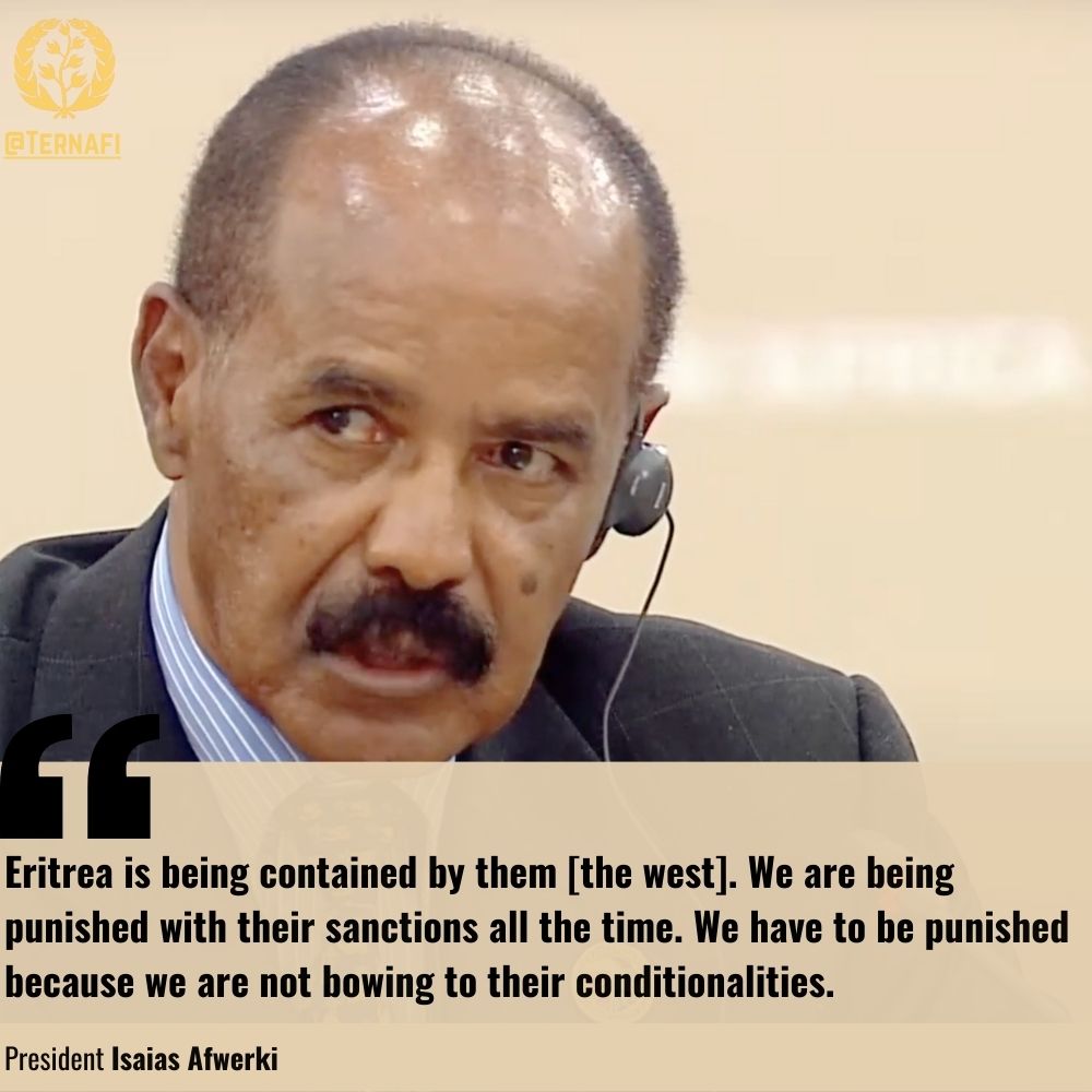 Ternafi's tweet photo. #Eritrea is being contained by the west. We are being punished with their sanctions all the time. We have to be punished because we are not bowing to their conditionalities.
#Africa #HomelandOrDeath #AwetNiHafash #PowerToTheMasses https://t.co/58zB7Yau4b
