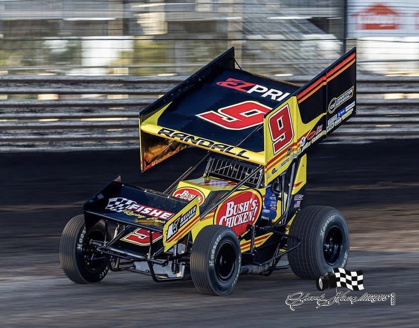 ChaseRandall09's tweet photo. Quick Time and podium finish for Randall

52 cars rolled into Knoxville raceway Saturday night for last tuneup race before the 360 Nationals.  Chase would go out last to qualify in group one and go QuickTime overall.   Staring P6 in the first heat Chase would work his way to the lead and win heat 1 claiming high point honors.  A four car invert would have him start P4 in the feature.   After a couple lengthy cautions to start the race Chase would settle into third and just not have enough car to catch the leaders.  

“Garret was gonna be tough to beat starting from the front.  I knew i had to get there early before he got away but just couldn’t.  We tried some new things tonight for qualifying and that worked out well for us.  Just needed to go a little further on the setup for the feature.  Our Fisher engine is making great power right now.  We were able to hang with Reutzel tonight and we haven’t been able to do that this year till tonight.  I think with a good pill draw next week we have a good shot at the Nationals. “  said Chase.  

#quickestchicken
#ironwolfranchanddistillery
#ezprint
#keizer
#outlawwings

📸Chuck Stowe