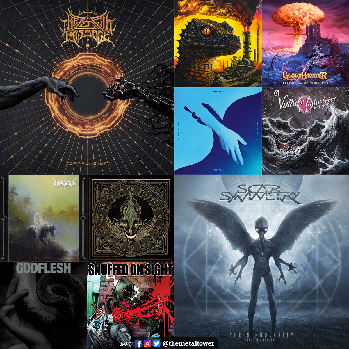 themetaltower's tweet photo. 🔥#Top100Metal 👉https://t.co/AdPC8kkUSO
#TheZenithPassage #Voyager #kinggizzardandthelizardwizard #VultureIndustries #GloryHammer #MentalCruelty #ScarSymmetry #Godflesh #Blackbraid #SnuffedOnSight https://t.co/zOQ9f0TnDV