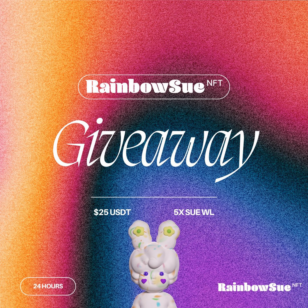 mrbrown_nft's tweet photo. 💰 Giveaway 💰

🏆Prizes:
🌈 1x 25 usdt
🌈 5x rainbowlist spots

To win:
1️⃣Follow me &amp; @RainbowSueNFT (🔔)
2️⃣Like + RT
3️⃣Tag 3 frens 👇 https://t.co/6ONGFIjUCF