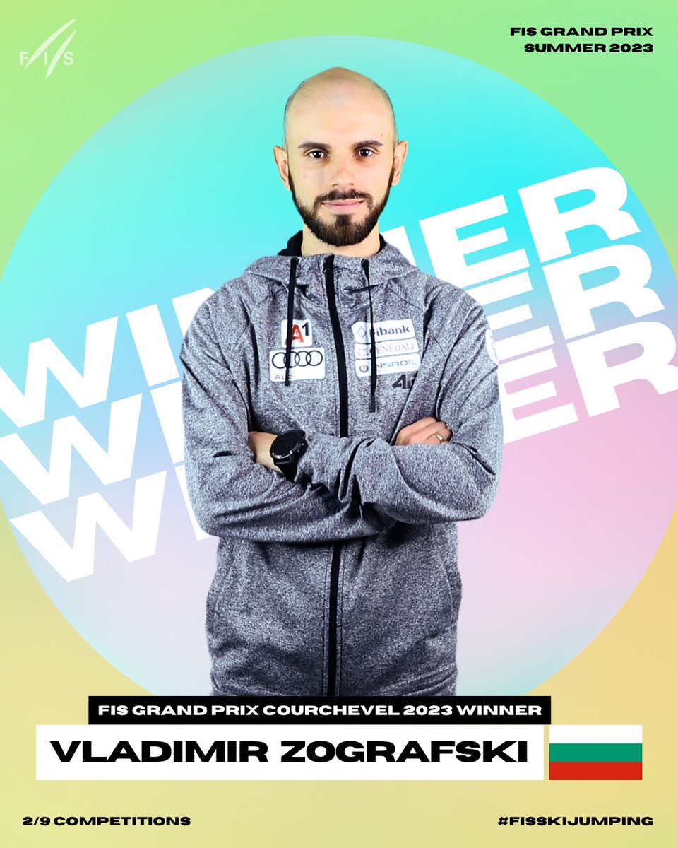 What a moment! Vladimir Zografski 🇧🇬 clinches his maiden Grand Prix win in Courchevel 🏆 This is also the first ever win for Bulgaria 🫶🏻

#fisskijumping #skijumpingfamily #GrandPrix2023 #GrandPrix
