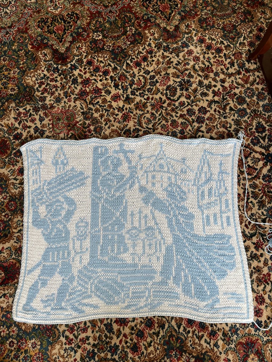 lashon__hara's tweet photo. here is my big hand knit reversible tapestry of joan of arc being burnt at the stake :) https://t.co/mFcdKFMzaP