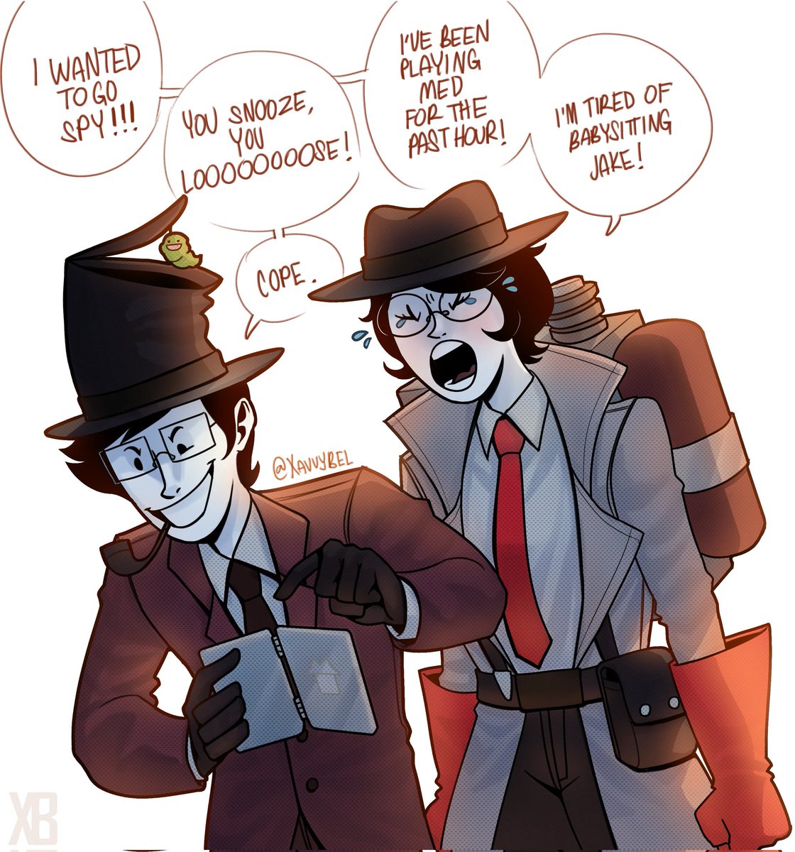 XavvyBel's tweet photo. There's a sudden surge of homestuck people checking out my stuff

Here's a bunch of old drawings I did of the alpha and beta players as the Tf2 classes (and administrator). Unfortunately, I never got around to doing Dirk and Roxy

#tf2 #homestuck https://t.co/kkon8oW1Fn