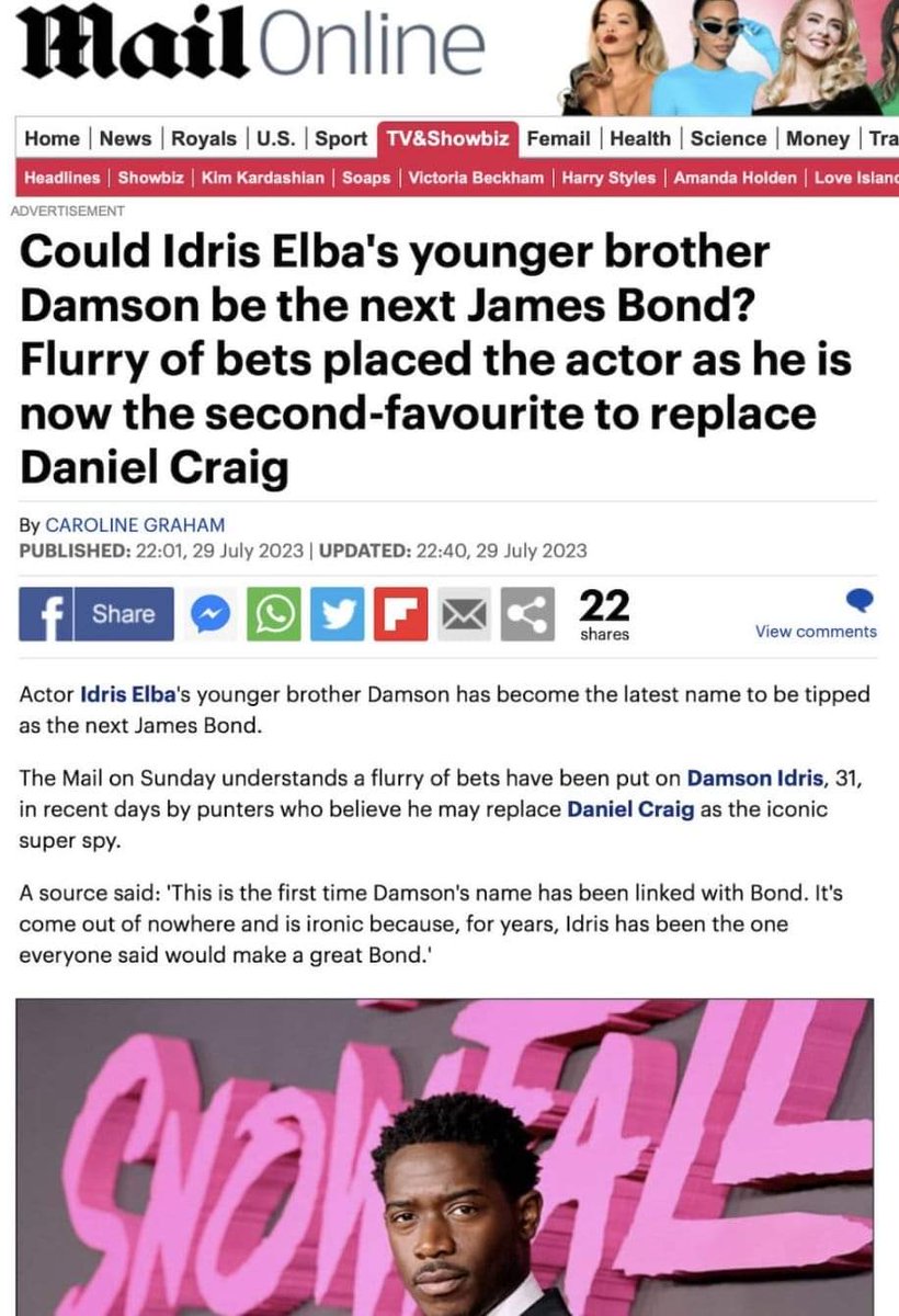 This

<a href="/mailonsundaySTL/">Mail On Sunday</a>  ignorantly assumes that Damson Idris [surname: Idris, born in Peckham, parents from Nigeria] must be the brother of Idris Elba [surname Elba, born in Hackney, parents from Sierra Leone &amp; Ghana]
Haha.
Your stupidity knows no bounds