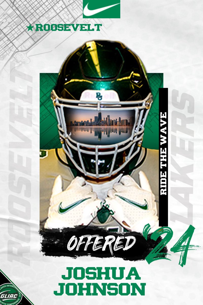 IamJoshyJ's tweet photo. #AGTG Blessed to announce that I have received first D2 offer from Roosevelt University 🟢⚪️
@Coach_Davis42 @RULAKERFB @Chris_CJ_6 @_MP_Football 
#RideTheWave #RooseveltLakers https://t.co/a1ynxKKSU8