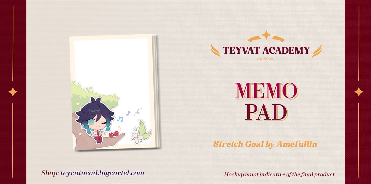 💫 MERCH PREVIEW: MEMOPAD 💫 Among everything students keep in their backpacks, memopads are the most essential! @amefurin_'s one with Mr. #Venti is definitely the best out of them all😌 ⬇️ PREORDER NOW ⬇️