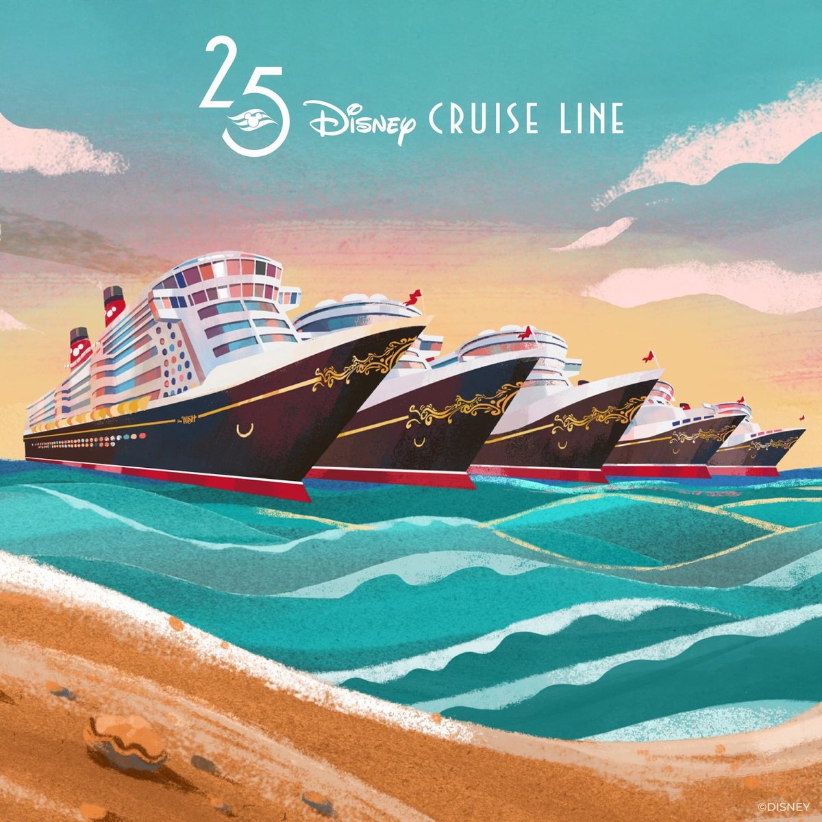 🎉🚢 Today we’re celebrating 25 magical years at sea!  We couldn't have done it without all of you. Here's to more adventures, more magic, and more unforgettable memories with Disney Cruise Line! #DCL25 ⚓️🎂