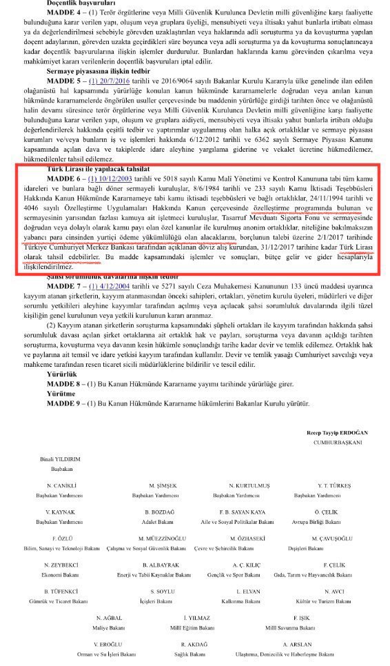 AK Parti’nin IC İçtaş ve Limak’a ait Yeniköy ve Kemerköy Termik Santrallerindeki özelleştirme borçlarını, Dolar’dan TL’ye çevirerek borcun %21,21’ini buharlaştırdığını tespit ettik. Kamu zararı: 566.690.160 Dolar! 566 Milyon Dolar! Kaynak: Özelleştirme Ek Sözleşmesi, OHAL’de…