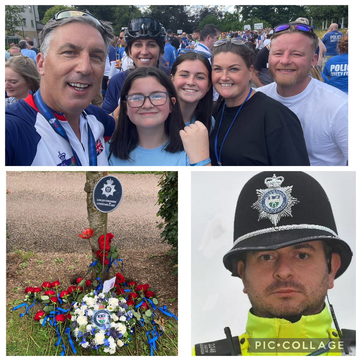 Proud to ride the @PolUnityTourUK in memory of PC Austin Jackson. Always emotional catching up with his family & handing over the band that is inscribed with his name. Austin was a much loved officer & worked in the #stmatthews @LPEastLeics. @leicspolice
