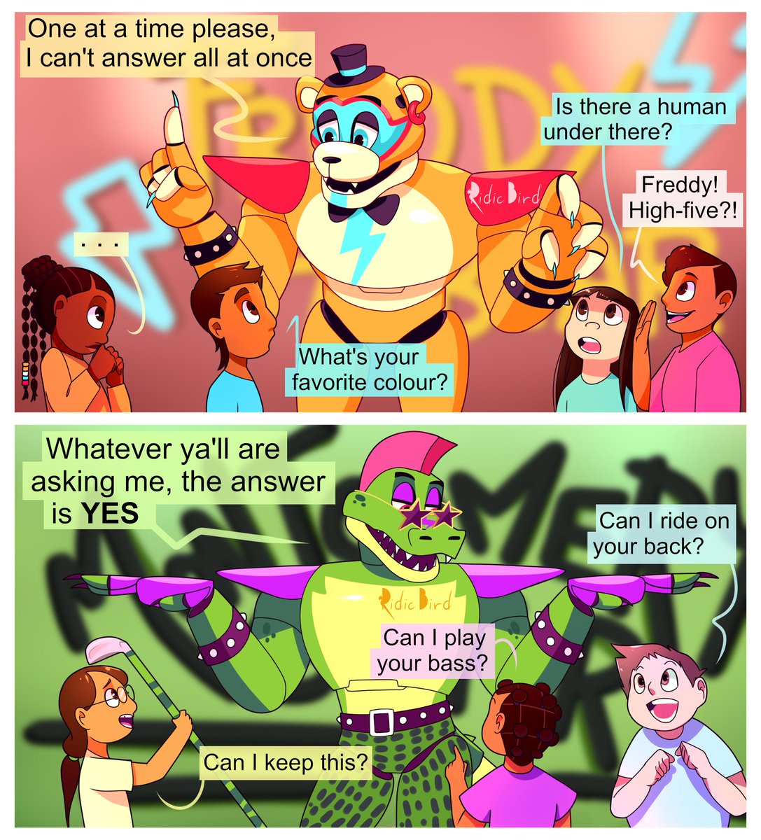 RidicBird's tweet photo. Questions For The Glamrocks

[ five nights at Freddy’s security breach fnaf ruin ] https://t.co/xG6a6PgtC7