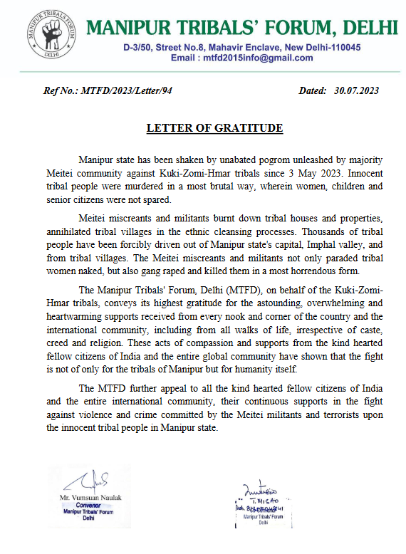 Manipur Tribals' Forum Delhi tweet media