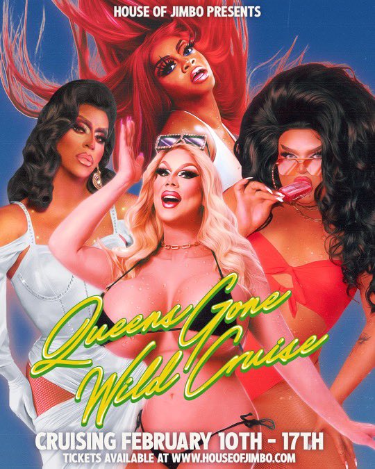 This is one wet t-shirt contest you DON’T wanna miss ☀️🚢 Join #AllStars8 stars @jimbodragclown, @TheKandyMuse, @JessicaWild88, and @HeidiNCloset on the Queens Gone Wild Cruise this February 2024! 🌊 Tickets on sale NOW at houseofjimbo.com