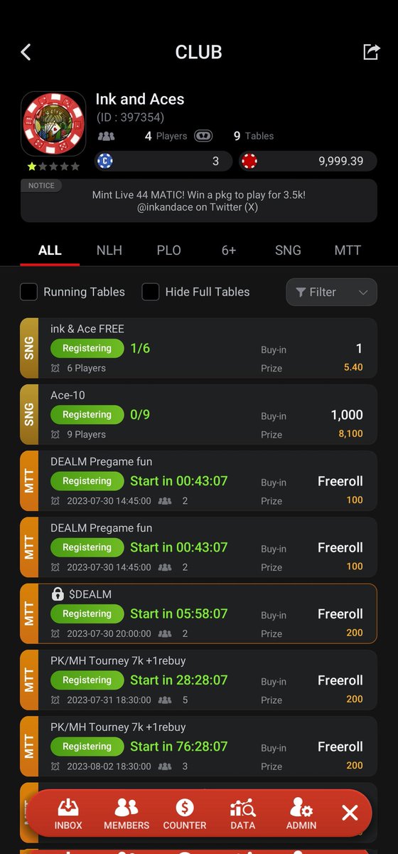 DEALMtoken's tweet photo. Password for todays LP game has been made. To join @chimps_nfts discord and send 2$ CRO to Marketing Wallet
0xa77f04E4900DaBE3ddc5c2AE23f17E84F9f18A08
Show proof and get pw in #dealm-poker channel. 85% of total pot in LP to one Winner!
https://t.co/280e0eZG9j #p2e #poker #crofam https://t.co/n573KzjFfv