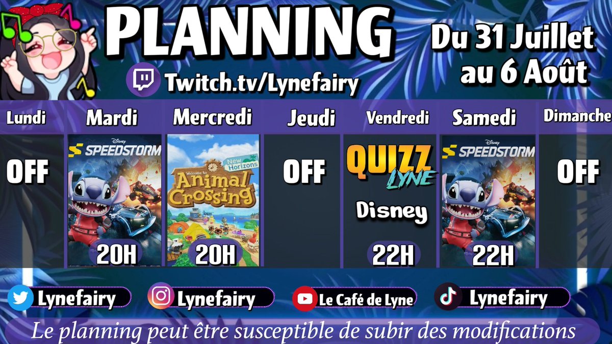 Pokichouu's tweet photo. 🌿 P L A N N I N G   T W I T C H 🍃
@SpeedstormGame
@ACNH_FR @ACNewHorizonsFR

#twitch #twitchstreamer #twitchtv #twitchfr #twitchaffiliate #twitchgirl #streamer #disneyspeedstorm #acnh #quizz #disney https://t.co/PS390clfo2