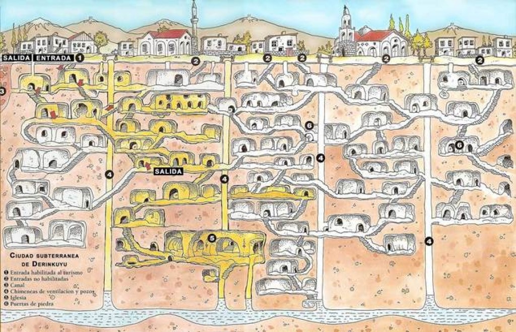 Heindsight's tweet image. The subterranean city of Derinkuyu holds many mysteries. Note the smooth architecture and advanced methods of illuminating the room and tunnels. Seeking these answers may reveal more truths about our ancestors methods. ⚒️⛏️🍻