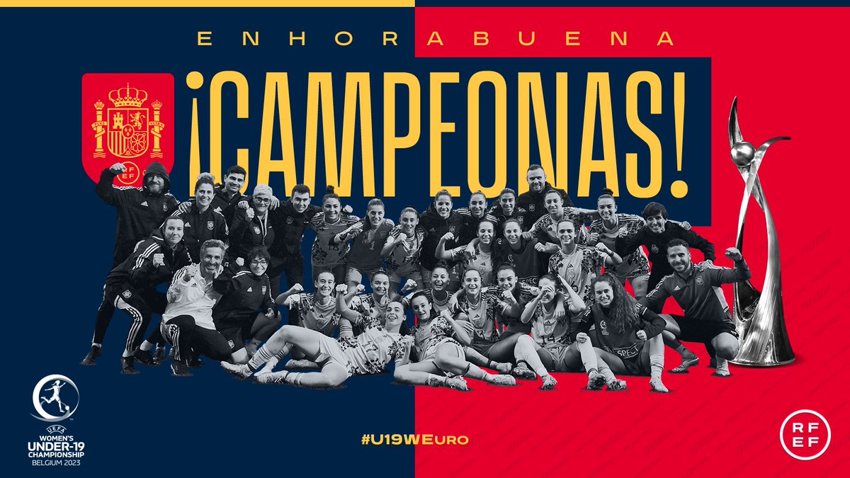 📰 CRÓNICA |  ¡La @SefutbolFem sub-19 se proclama campeona de Europa!

🇪🇸 0-0 🇩🇪 (3-2)

✍🏼 El equipo de Sonia Bermúdez se cuelga la medalla de oro tras un partido durísimo que se decidió desde los once metros.

🔗 bit.ly/cronicafinaleu…

#U19WEURO