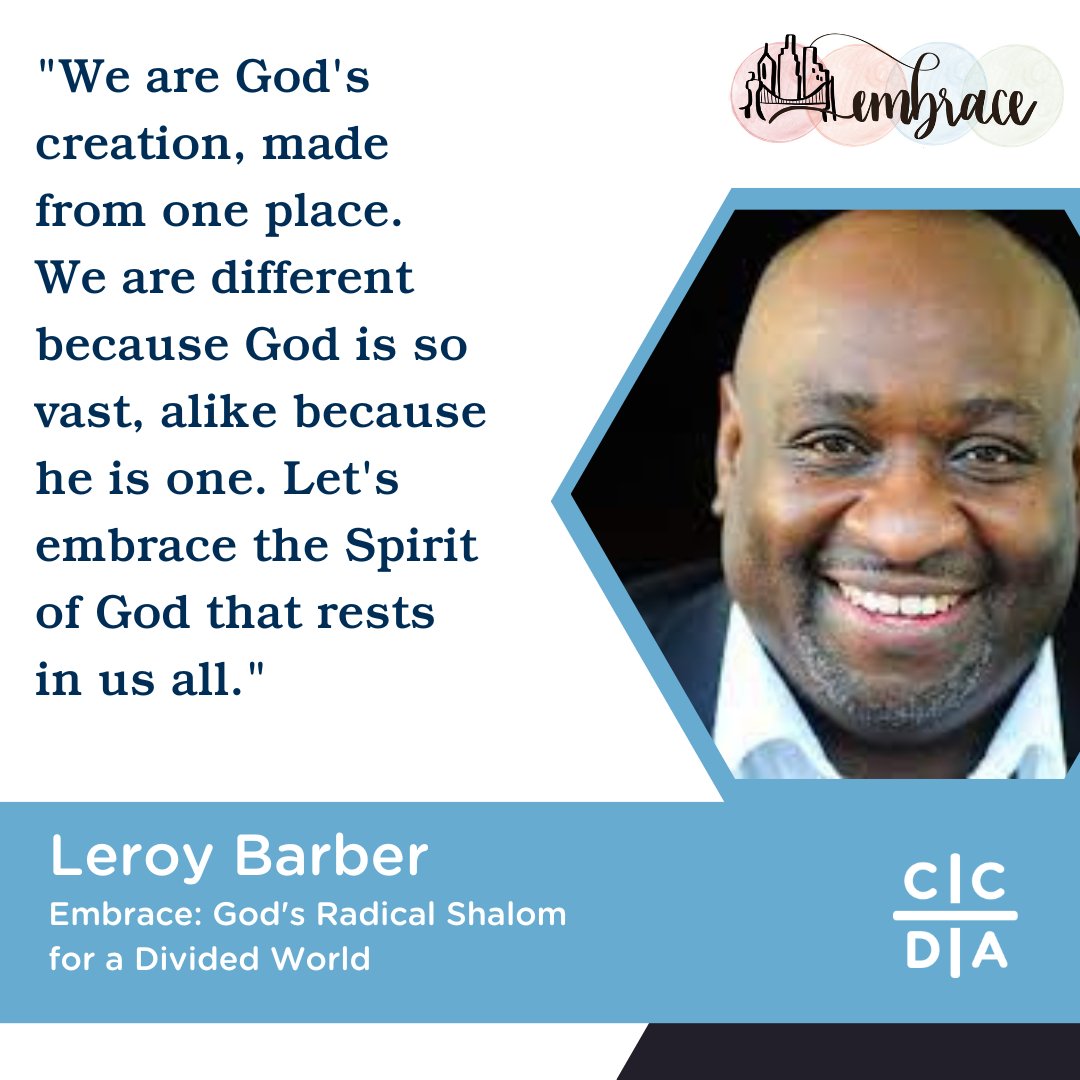 "We are God's creation, made from one place. We are different because God is so vast, alike because he is one. Let's embrace the Spirit of God that rests in us all." @leroybarber