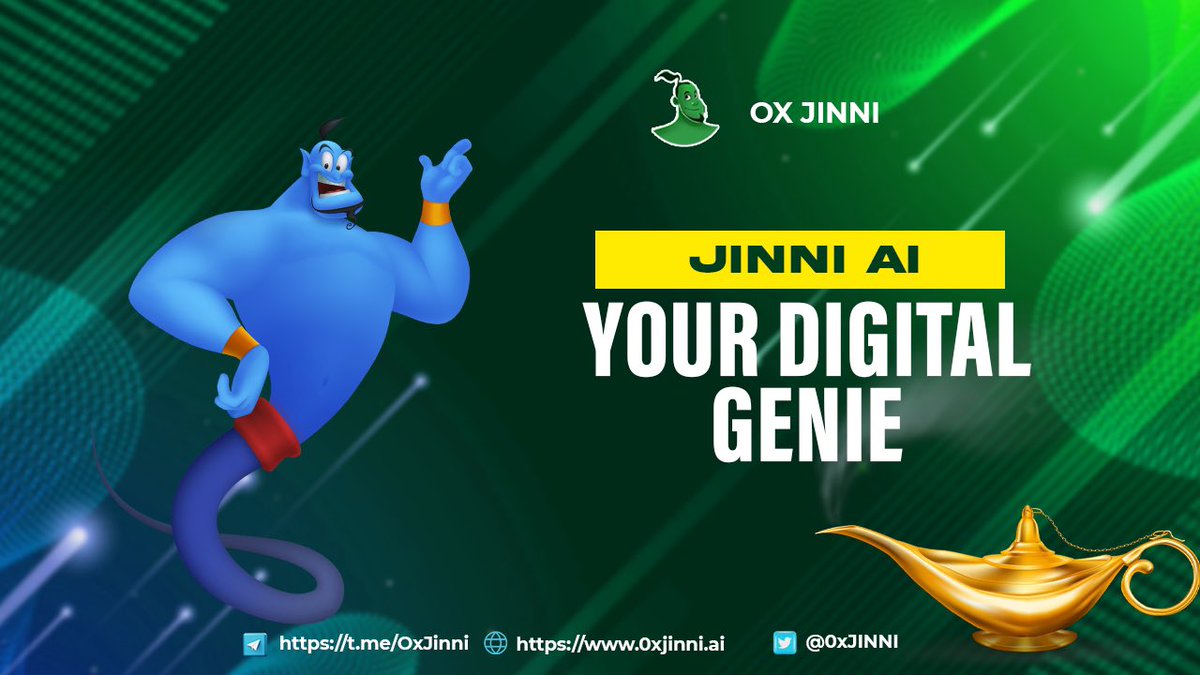 0xJINNI's tweet photo. Jinni AI: Your digital genie,
here to grant your wishes for efficiency, productivity, and seamless automation.
#AI #AIAssistant #bitcoin #jinni #jinnitoken #Crypto #chatgpt #CryptoCommunity #cryptocurrency #ETH #JinniAI #DigitalGenie π§ββοΈπ» https://t.co/VfcHVTmcVe