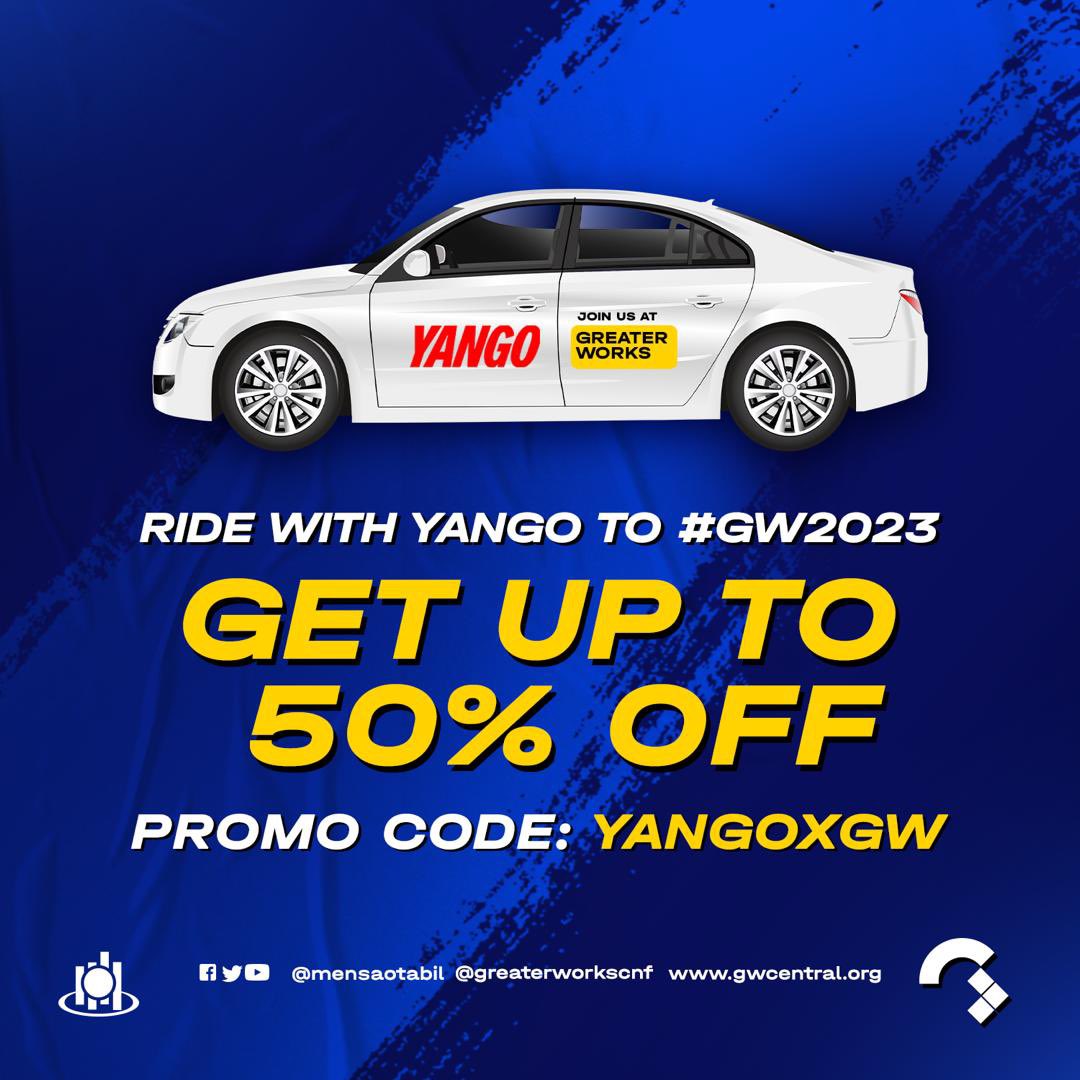 Yango rides are available at 50% discount 
Turn up  #GW2023