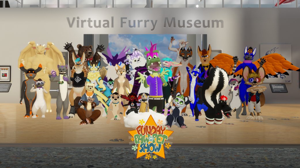 sysable's tweet image. The Funday Pawpet Show featured the Virtual Furry Museum in VR Chat last week. Today (7-30-23) Rod and I will be guests on the show, 6-10 pm EDT pawpet.tv, Twitch and in VR Chat.
