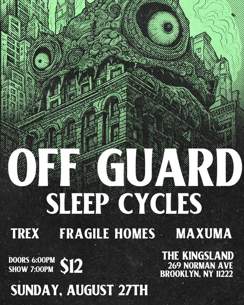 Øff Guard (@offguardny) on Twitter photo Brooklyn! We’ll be back next month <a href="/TheKingslandBK/">The Kingsland Brooklyn</a> with <a href="/SleepCyclesPA/">Sleep Cycles</a> <a href="/FragileHomes/">Fragile Homes</a> and Maxuma. Come see us and let’s end the summer on a high note 🤘 Brooklyn! We’ll be back next month <a href="/TheKingslandBK/">The Kingsland Brooklyn</a> with <a href="/SleepCyclesPA/">Sleep Cycles</a> <a href="/FragileHomes/">Fragile Homes</a> and Maxuma. Come see us and let’s end the summer on a high note 🤘