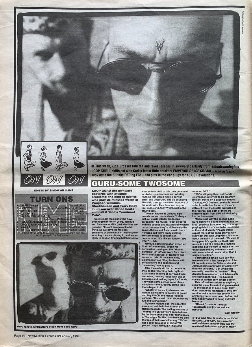 nothingelseon's tweet photo. On! Loop Guru! Emperor of Ice Cream! NME, 12 February 1994. #NME #MyLifeInTheUKMusicPress #1994 https://t.co/neqZuSRnzR