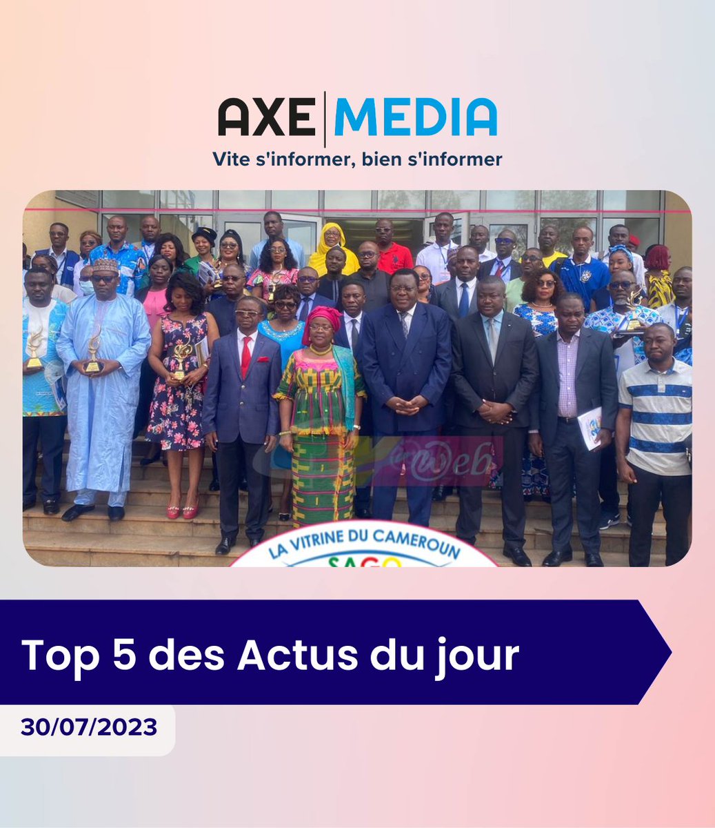 axemedia2023's tweet photo. En une minute, votre résumé de l'actualité du jour 🚨
#axemedia #Actudujour #Cameroun #SAGO #Forum #Buea #Insecutity #RIPChairman #FruNdi
#EliteTwo #Football #RCA #Referendum https://t.co/BYrzZ7f7kv