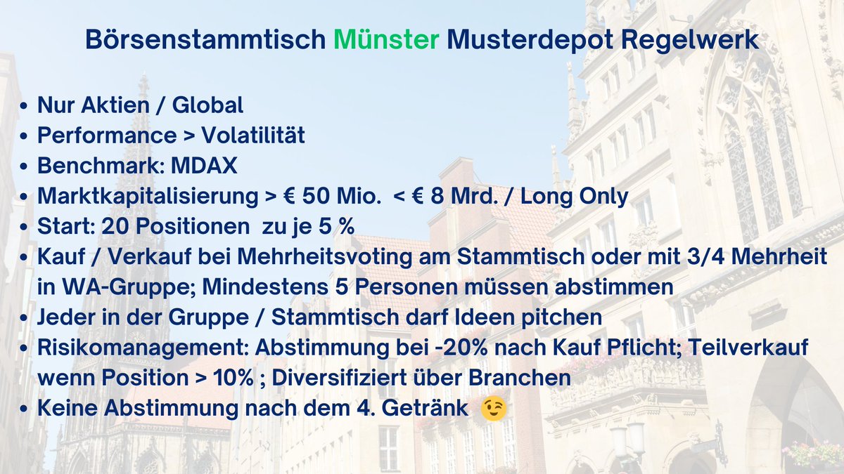 Am Freitag gab es wieder einen schönen #Börsen-Stammtisch in #Münster. Wir haben uns auf die Grundregeln für unser geplantes Musterdepot geeinigt 👇und auch eine erste Watchlist wurde angelegt👌#fintwit <a href="/schaulzing/">Julian Schulze</a> <a href="/HVBesuch/">HV-Besuch</a> <a href="/thokru/">Thorsten Krüger</a> <a href="/RalfWersten/">Ralf</a> <a href="/DirkMei1987/">Dirk87</a>