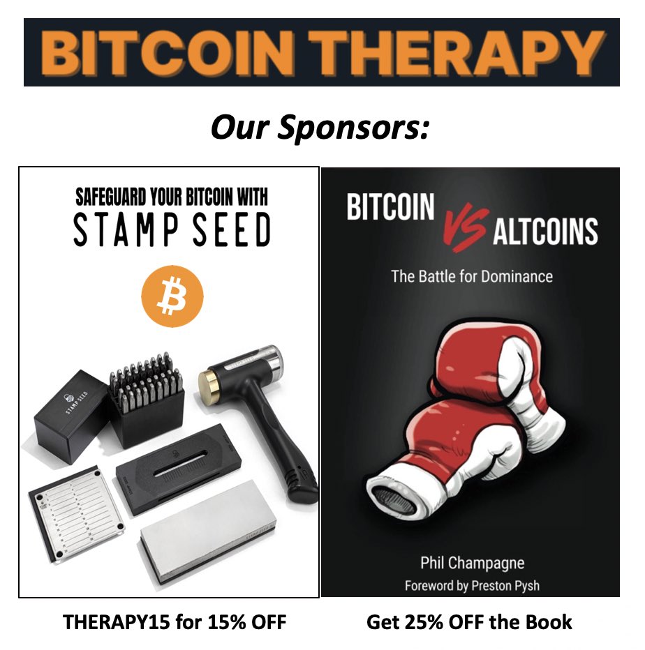 TheBTCTherapist's tweet photo. Huge thanks to our sponsors!

Check out their Bitcoin products👇 https://t.co/QABu5CJBPI