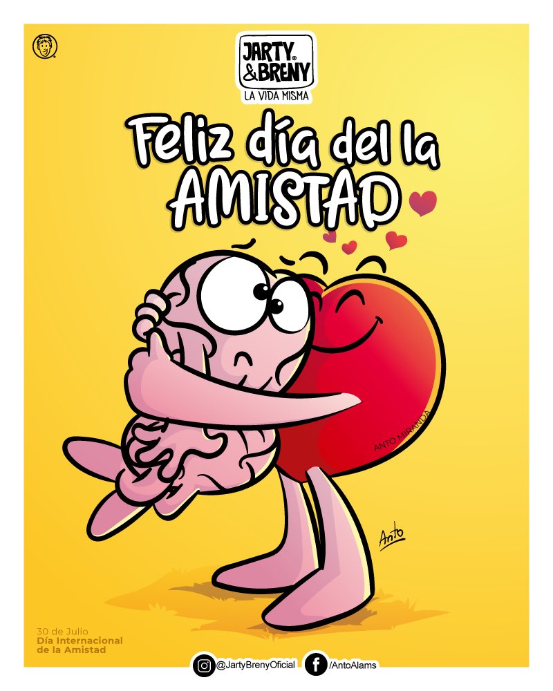 AntoAlams's tweet photo. ¡FELIZ DÍA AMIGOS JARTYBRENIANOS!
El inicio de la celebración se remonta a una reunión de amigos realizada para conmemorar la amistad .
Hasta que el 3 de mayo de 2011, la Asamblea General de las Naciones Unidas decide designar el 30 de julio Día Internacional de la Amistad. https://t.co/rOmeAGpscc