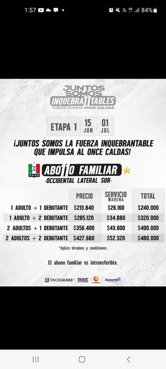 AlvaroArchbold's tweet photo. @oncecaldas Qué problema con ese abono familiar, llegué temprano y casi no me dejan entrar. Mala decisión mía el haber comprado ese abono. En el primer partido pasó lo mismo. https://t.co/llgteJTchC