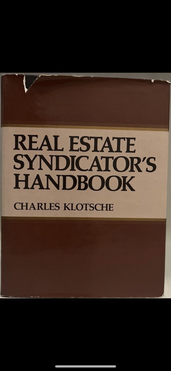 CREanalyst1's tweet photo. "The more things change, the more they stay the same."

The early 1980s were a crazy time of easy money for commercial real estate. Lenders threw money at projects, regardless of their viability, and syndicators pooled equity from small investors (often focused on tax benefits.) 

This book was published immediately before the Tax Reform Act of 1986 undermined the equity syndication model by restraining investors' ability to harness extreme tax benefits from real estate. Shortly after, the S&L crisis blew up the debt markets. Needless to say, this book wasn't a bestseller since it was almost totally irrelevant within a year of being published. 

However, some of this book's principles--especially those focused on convincing investors that lower-yielding properties have less risk--seem to have been implemented by recent apartment syndicators. 

Hopefully, this round of syndications ends better than the mid/late 1980s experience. More than 30% of commercial mortgages originated in 1986  defaulted.