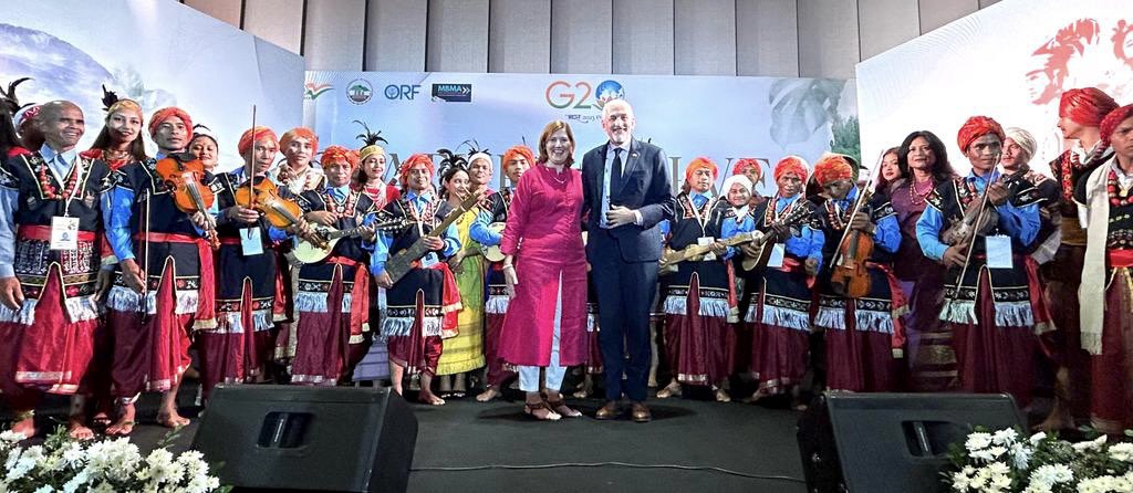 ShombiSharp's tweet photo. … delivered closing address at the G20/T20 India 2023 event organised by @orfonline “Nature Solves - A New Framework for Our Sustainable Future”. Spoke on 'Women-led Development and Inclusive Green Growth’… https://t.co/8ddH5ihq7Z