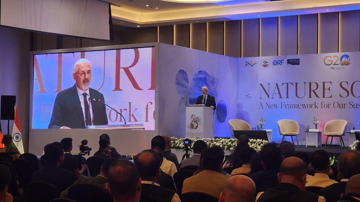 ShombiSharp's tweet photo. … delivered closing address at the G20/T20 India 2023 event organised by @orfonline “Nature Solves - A New Framework for Our Sustainable Future”. Spoke on 'Women-led Development and Inclusive Green Growth’… https://t.co/8ddH5ihq7Z