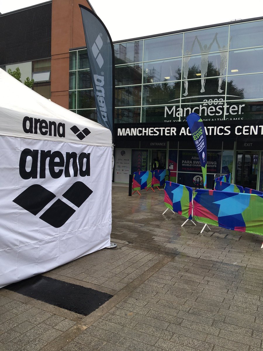 Looking forward to an exciting week at the @paraswimming World Championships in the newly refurbished Manchester Aquatic Centre . Come and visit our event shop in the pool entrance . #Manchester2023 #ThePlaceForGreatness #ParaSwimming #arenaraceready