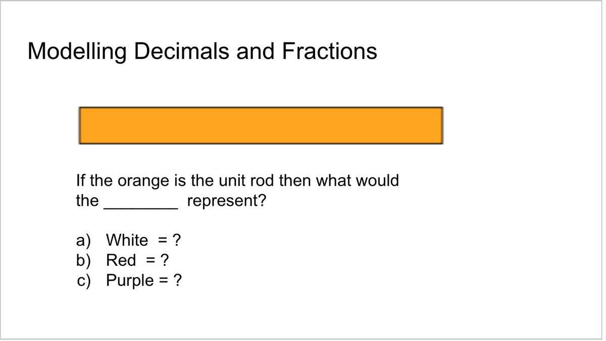 raspberryberet3's tweet photo. Using Cuisenaire rods to model #fractions & #decimals. How does changing the unit rod change the modeling? #mathchat #math #msmathchat #representating @Bigideasinedu @iamnoadaniel @nadine1osborne @WhitneyMarie_F @Principal_H @MrSurti @ErmaLuis1 @MsHLye @HeatherFisherED 1/1 https://t.co/Qm1wsw3frV
