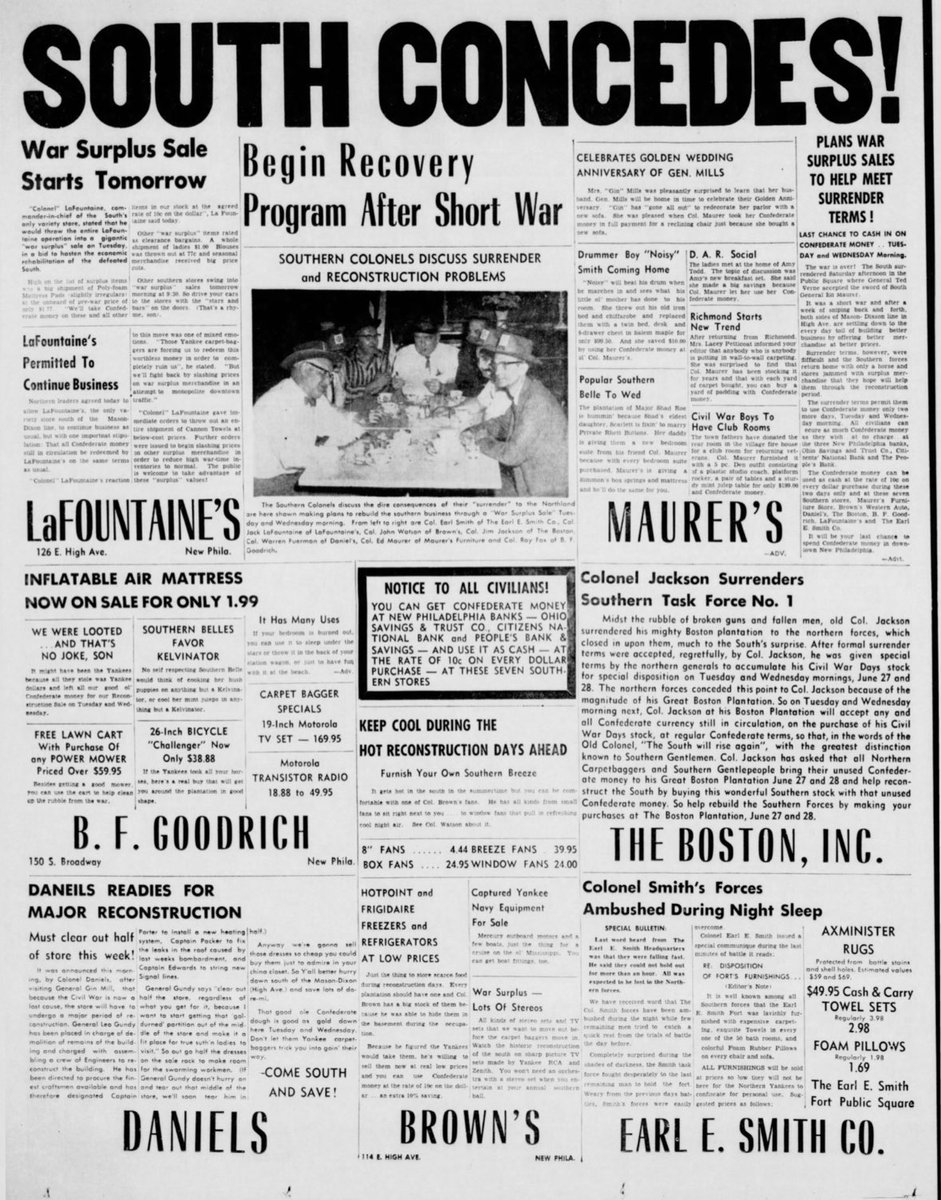 Boy these sons of Congress was cashing out! Confederate money 10 cents on the dollar in the 1960s. Ohio for the blow The Daily Times
New Philadelphia, Ohio · Monday, June 26, 1961