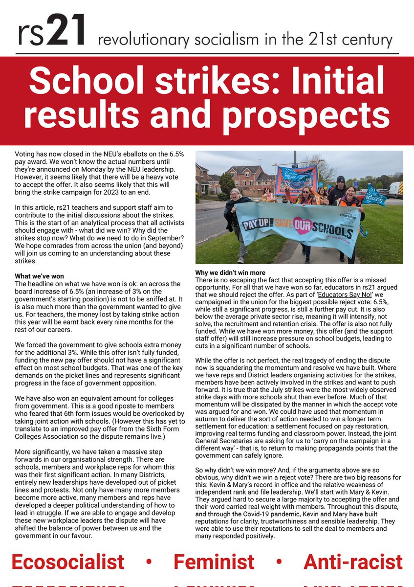 ADGCunni's tweet photo. Some thoughts on the strikes ahead of tomorrow's announcement. #votereject #educatorssayno #saveourschools https://t.co/GklXU7hfh2