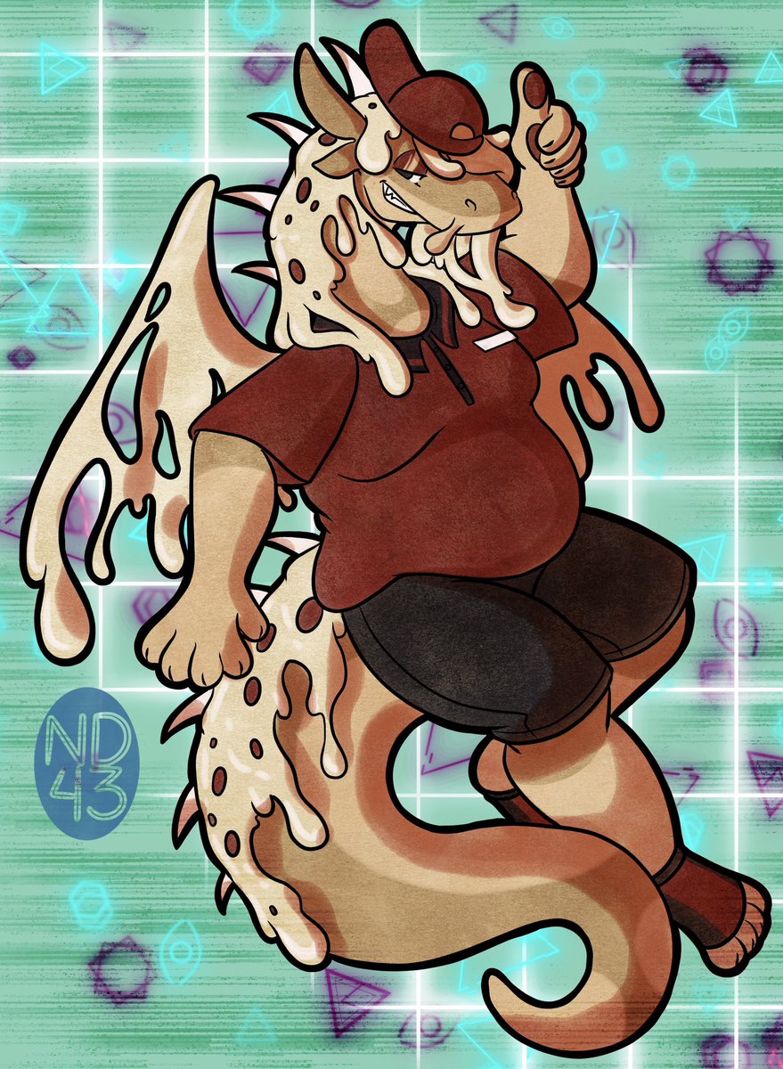 NekosdART's tweet photo. Probably my last attack for the year unless I need to do any revenges last minute.
A cheesey pepperoni dragon named Mozzarella for @_xyzzyxyx !
#artfight2023 #teamwerewolves https://t.co/Dor2pYoOCS