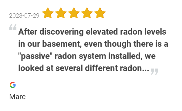 New 5.0-star Review: "After discovering elevated radon levels in our basement, even though there is a "passive"...