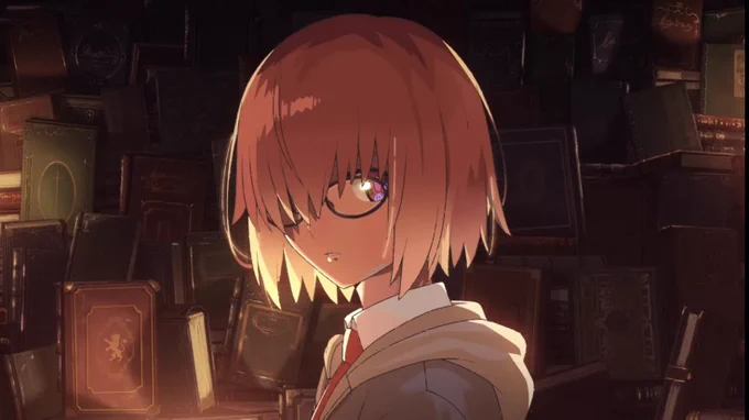 そして何度も見てみると分かってくるのがマシュがひとりきりで本を見ているので今までの英霊の物語を見てきたということ。そして自分も後を追うようにギャラハッドに肩を叩かれてデミ・サーヴァントになったこと。反射か分からないけど瞳の色が変わったのはそれを示唆してるのかな…… 