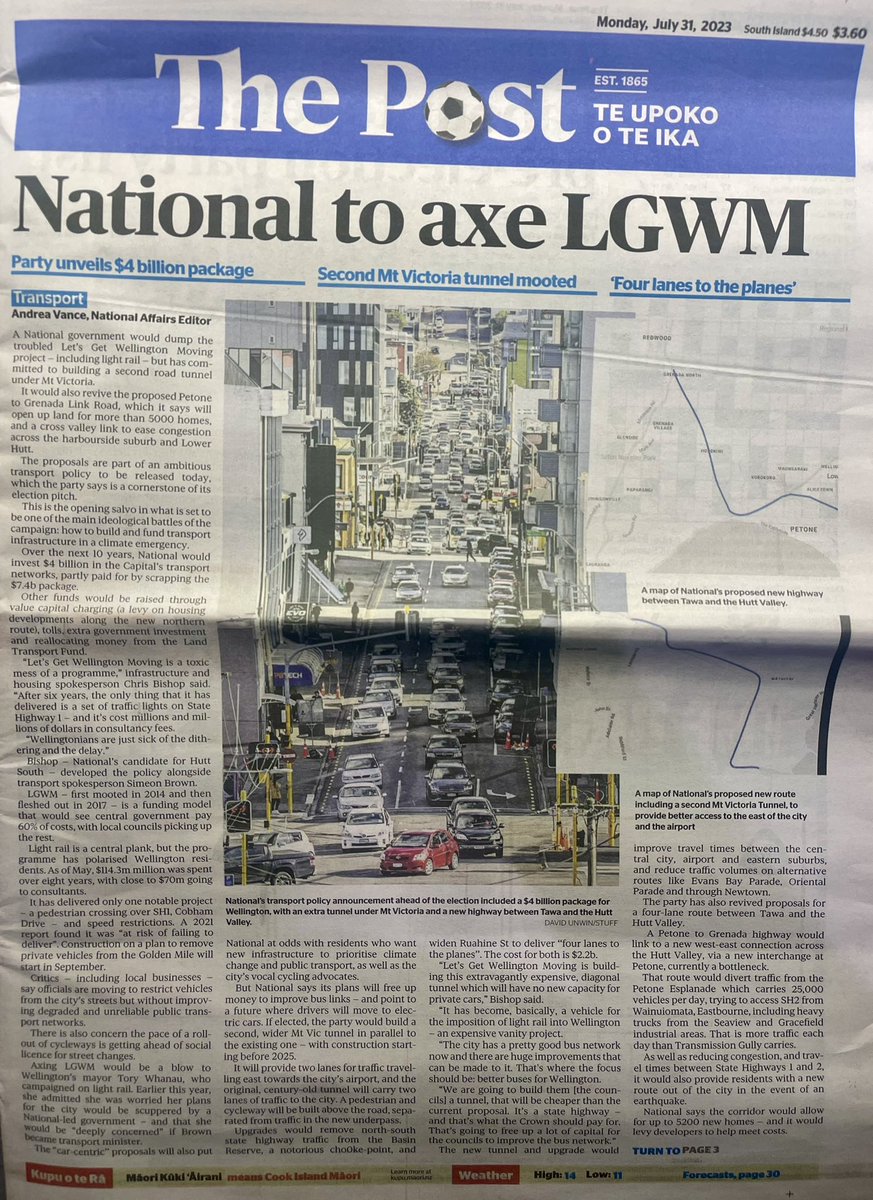 samhdonald's tweet photo. So, National intend to blatantly ignore how Wellingtonians vote and impose their 20th century ideology on said voters - overturning the outcomes of previous consultations and undoing years of work - all at the tipping point of a climate crisis #LGWM #Wellington #ClimateCrisis https://t.co/7Zv69JOQ5J