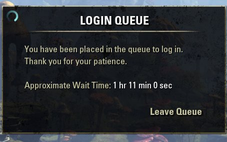 Bunpire's tweet photo. @TESOnline yup the login issues have definitely been resolved... Not only that, it started as this.. then had an error and had to try again and it went up to 1hr 39mins. https://t.co/pvaCX31yZg