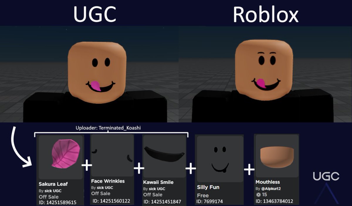 Peak” UGC on X: UGC creator UsualRage uploaded a 1:1 copy of the item Epic  Face in 2 parts. #Roblox #RobloxUGC  / X